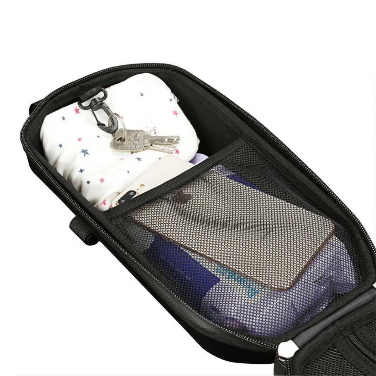 Electric Scooter Large Hard Shell Bag Front Storage Pouch Black