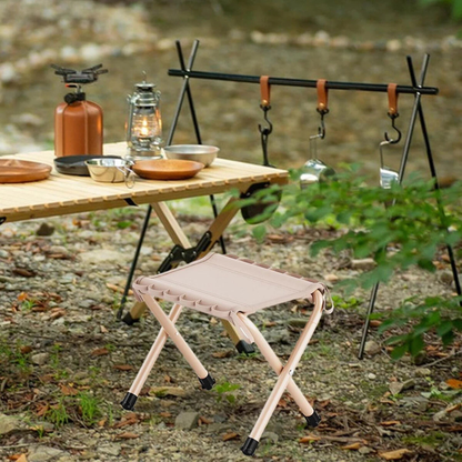 Foldable Outdoor Bench Stool Portable Camping Travel Seat Khaki