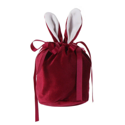 Easter Bunny Large Candy Gift Bags Wine Red Pouch Treats for Party Fun