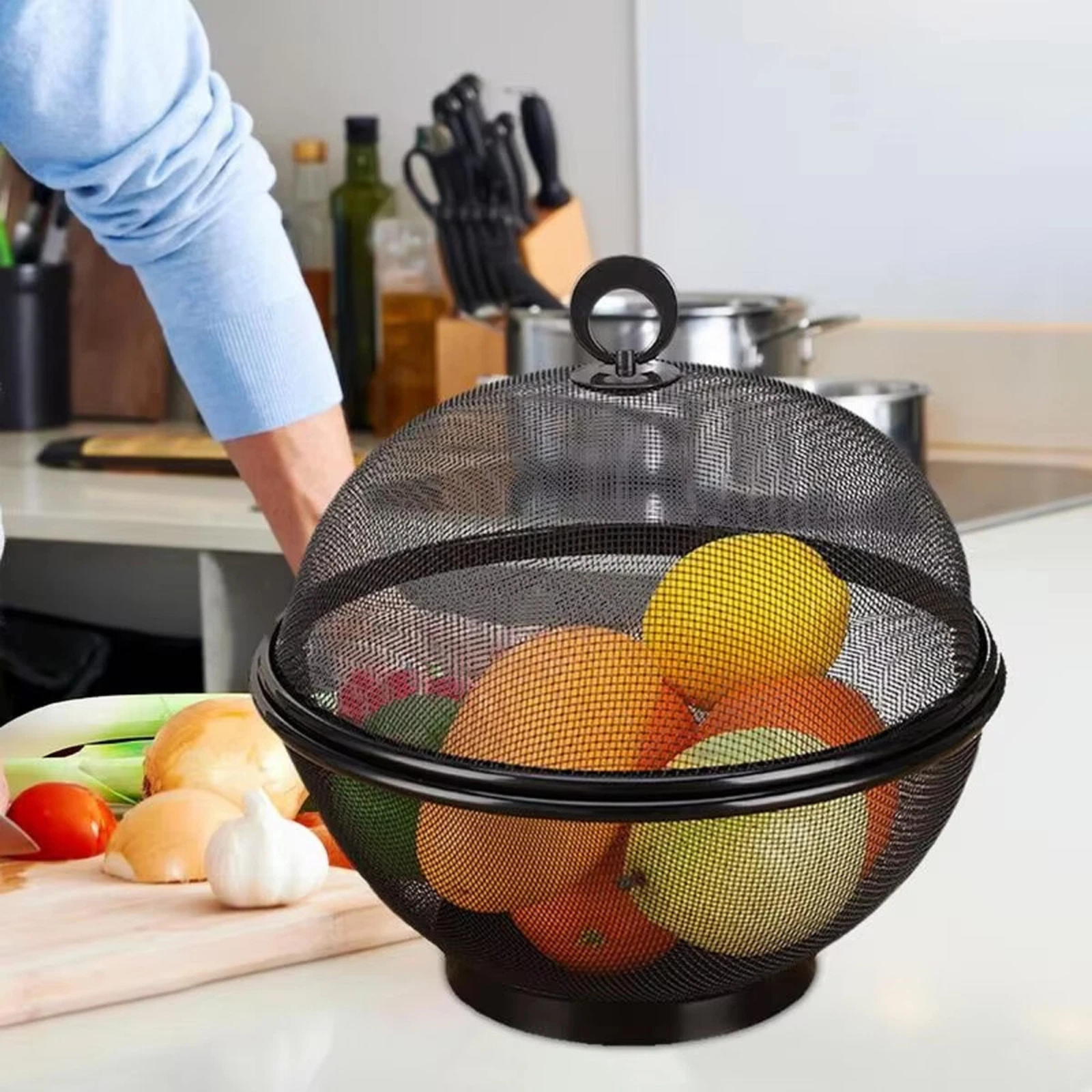 Fruit Multi-Function Kitchen Basket Lid With Drain Storage Container Tool