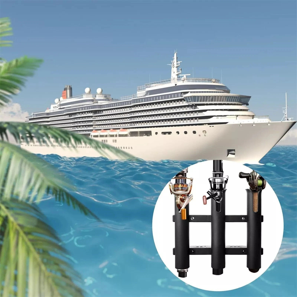1x Fishing Rod Rack 3 Tube Holder Black Outdoor Portable Storage Tool Set