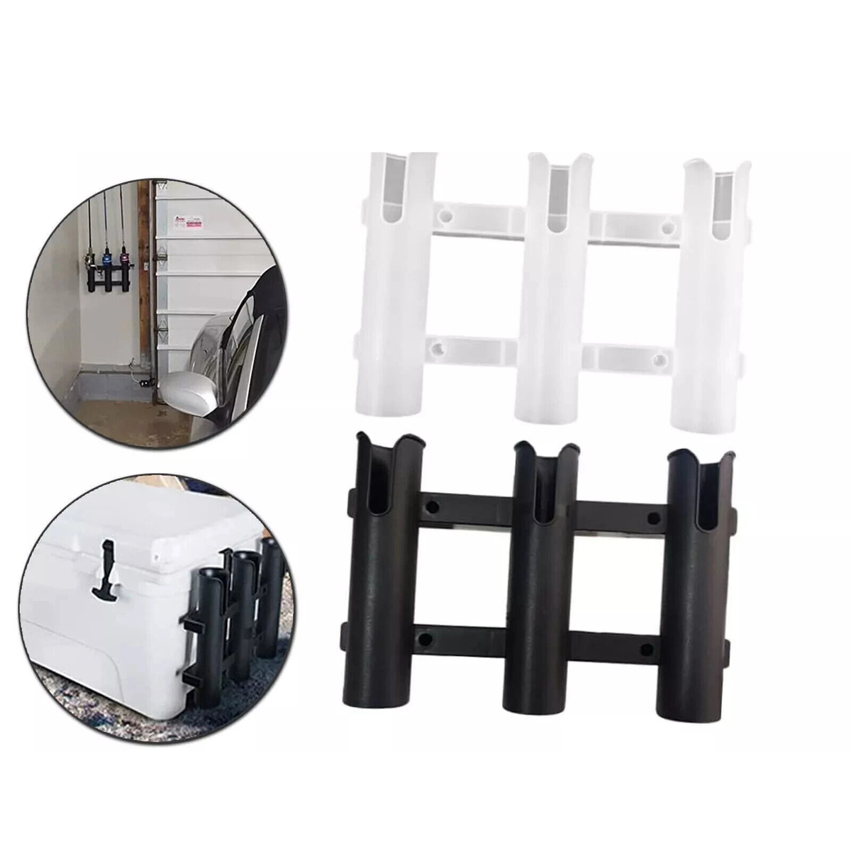 1x Fishing Rod Rack 3 Tube Holder Black Outdoor Portable Storage Tool Set