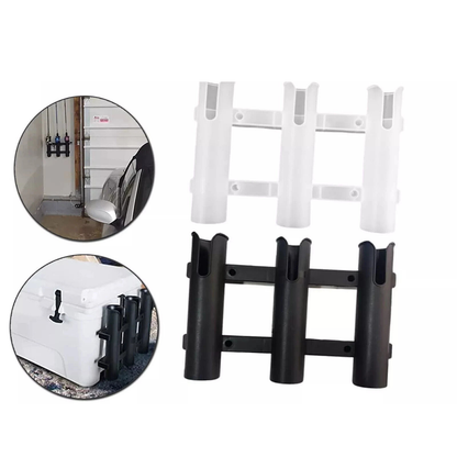 1x Fishing Rod Rack 3 Tube Holder Black Outdoor Portable Storage Tool Set