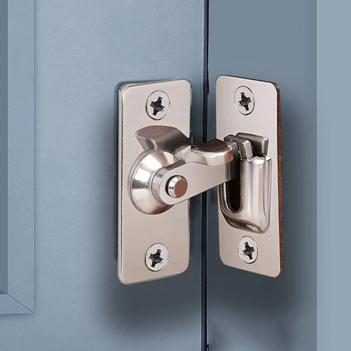 Stainless Steel 90 Degree Latch Right Angle Door Lock Hasp Silver