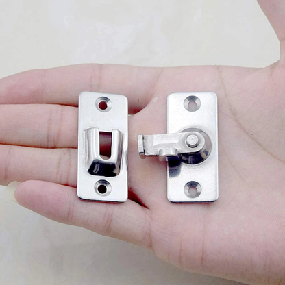 Stainless Steel 90 Degree Latch Right Angle Door Lock Hasp Silver