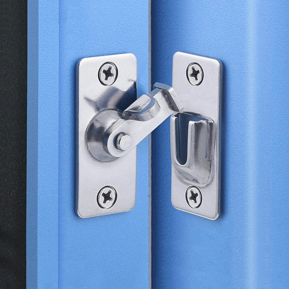 Stainless Steel 90 Degree Latch Right Angle Door Lock Hasp Silver