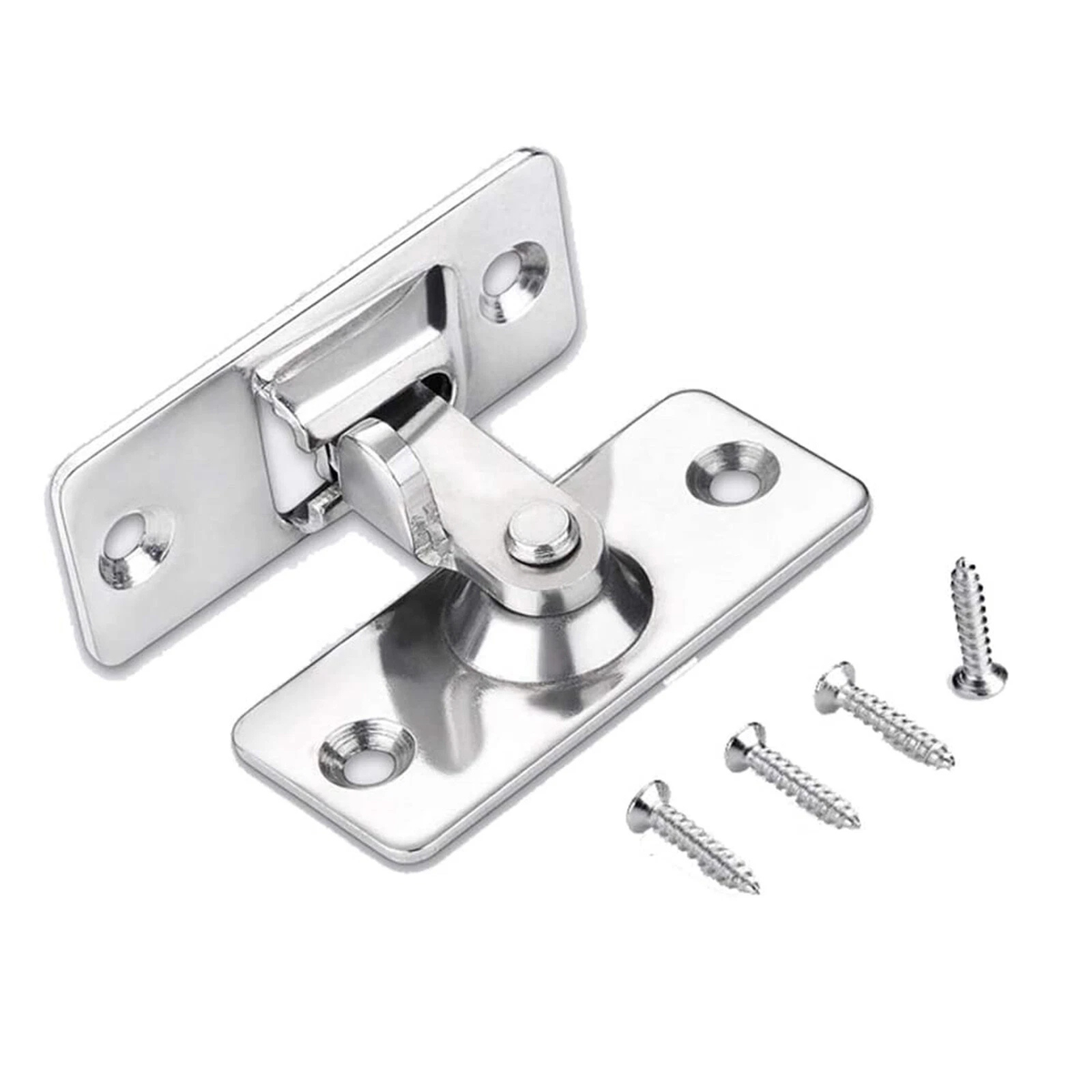 Stainless Steel 90 Degree Latch Right Angle Door Lock Hasp Silver