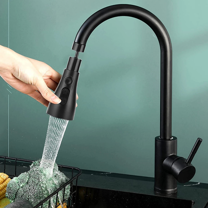 Kitchen Swivel 360° Spray Head Faucet Black Tap Water Saving Nozzle