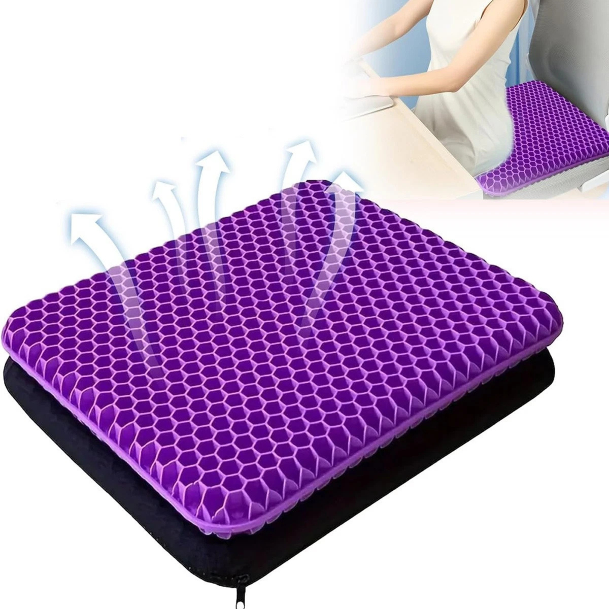 Gel Honeycomb Seat Cushion Breathable Comfort Pad 38x32cm
