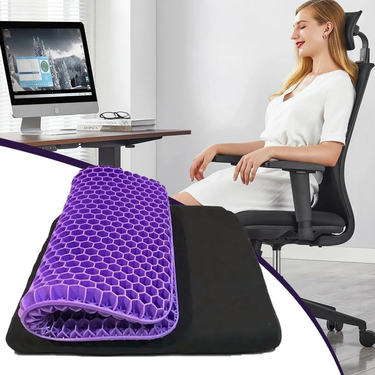 Gel Honeycomb Seat Cushion Breathable Comfort Pad 38x32cm