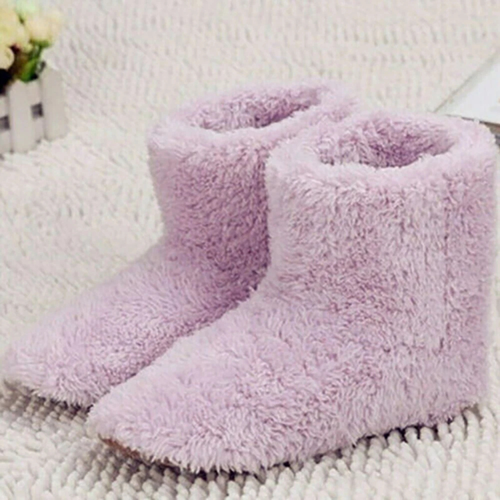 Heated Electric Foot Warmer Shoes Pink Winter Slippers Women Size 35-39