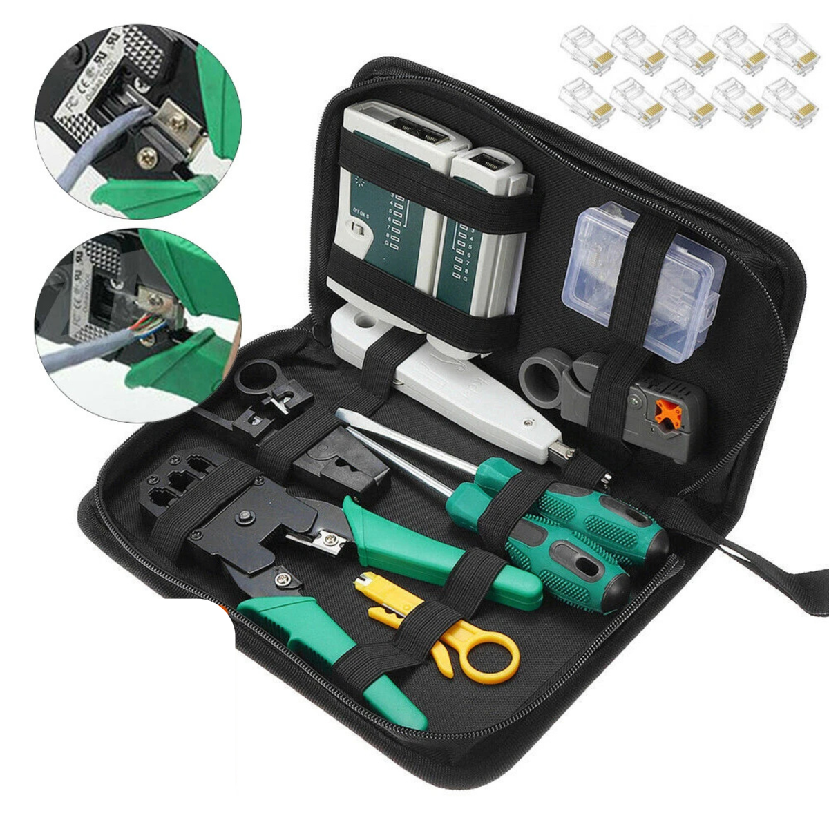 LAN CAT6/5 Network Cable Tester Crimper Tool Kit Ethernet Wire Set