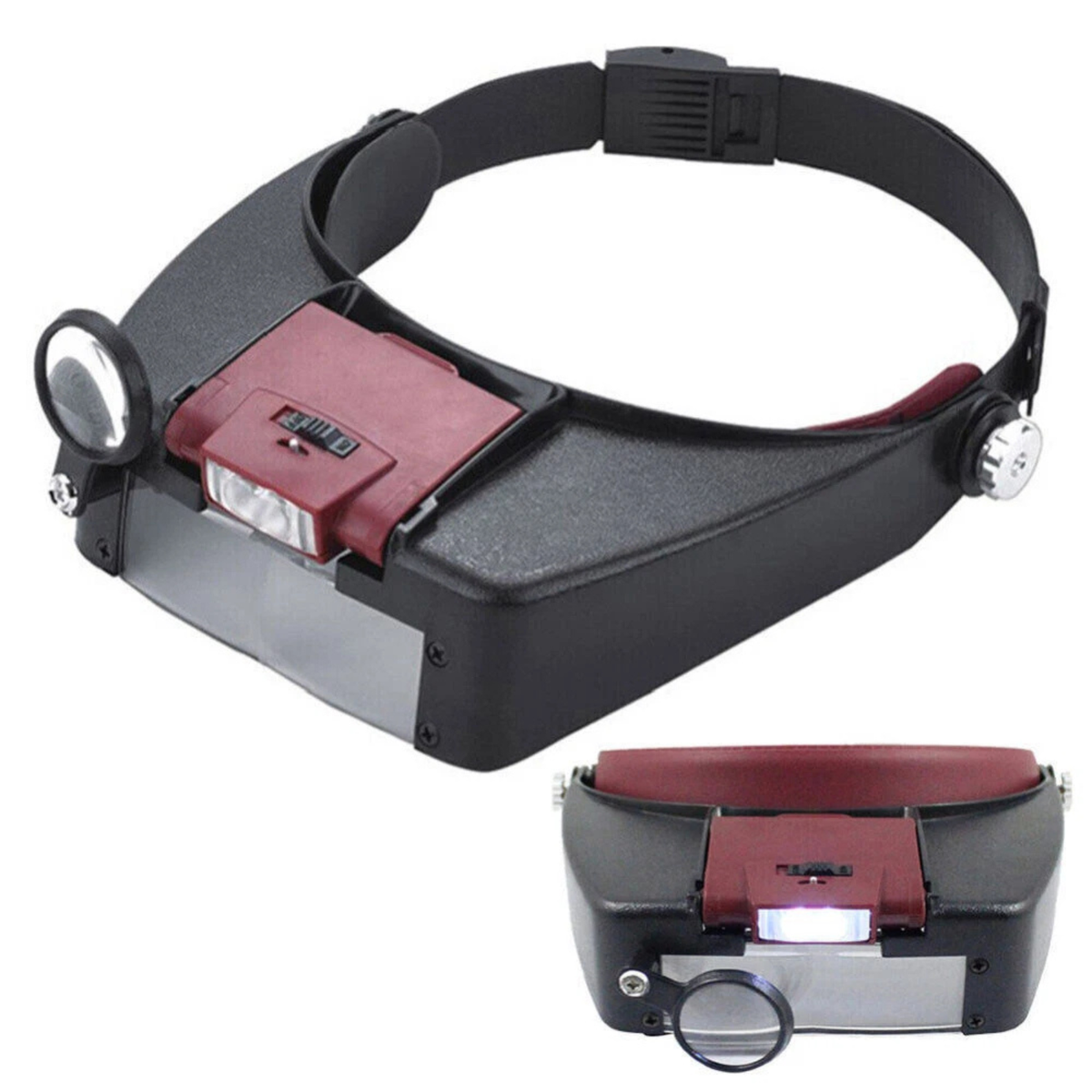 Jewelers LED Magnifier Headband Head Mounted Illuminated Glass Loupe