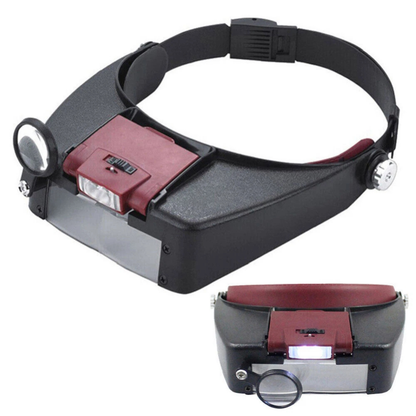 Jewelers LED Magnifier Headband Head Mounted Illuminated Glass Loupe