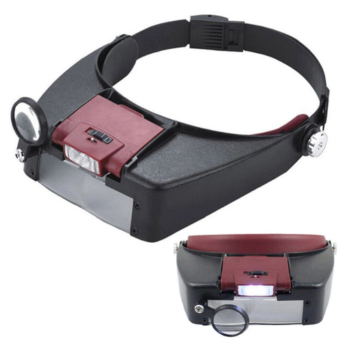 Jewelers LED Magnifier Headband Head Mounted Illuminated Glass Loupe