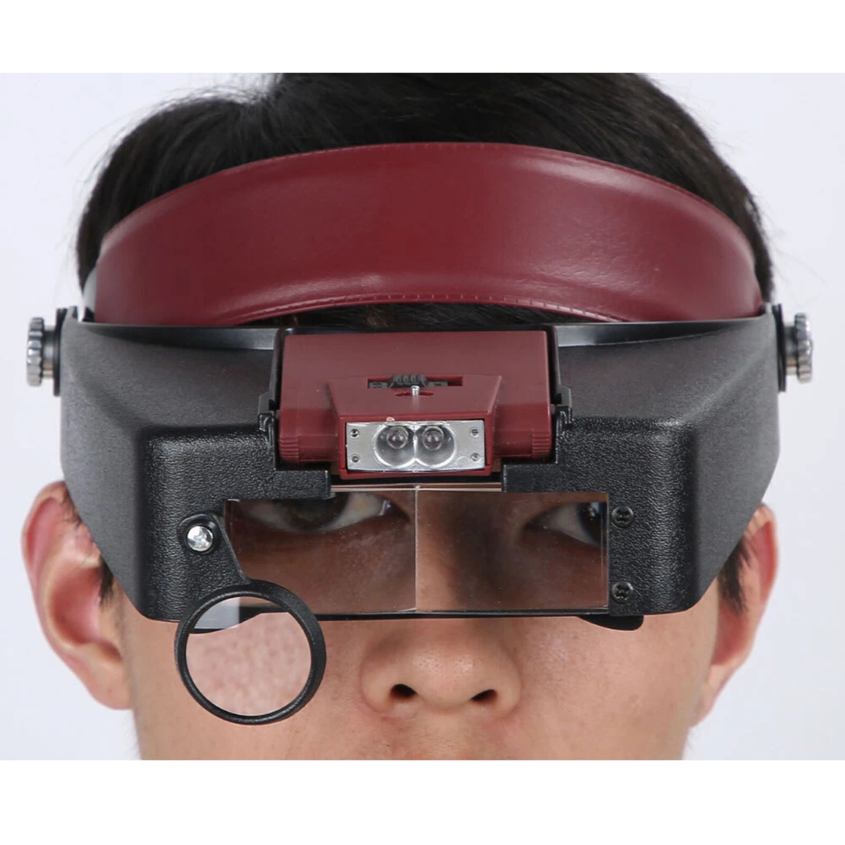 Jewelers LED Magnifier Headband Head Mounted Illuminated Glass Loupe