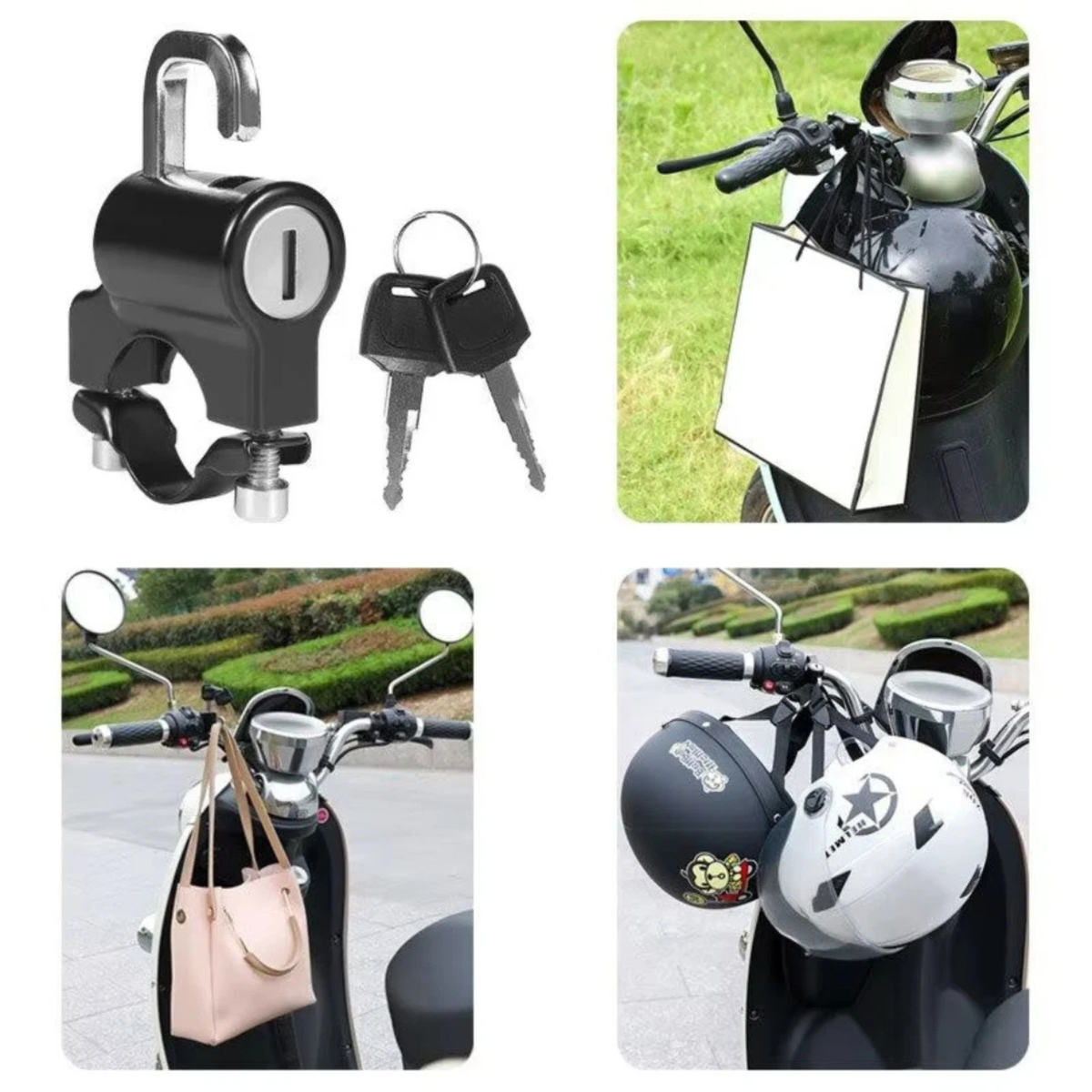 2X Universal Helmet Lock Anti-Theft Padlock Security Bicycle Motorcycle