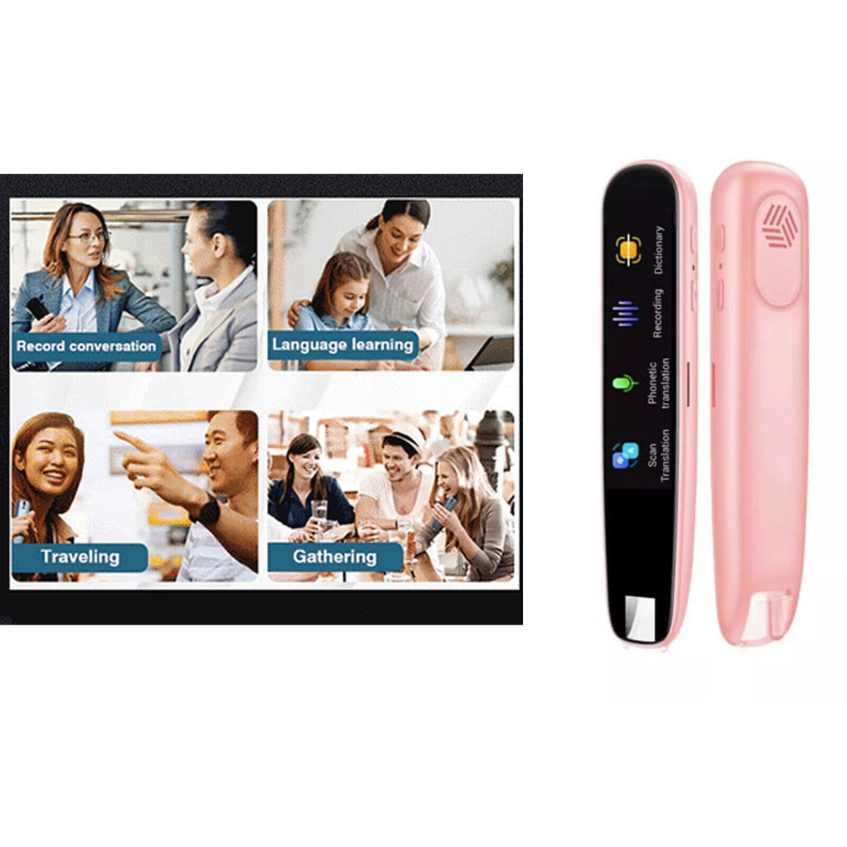 Pen Text Reading Smart Scan Translation 112+ Voice Language Translator Device Pink