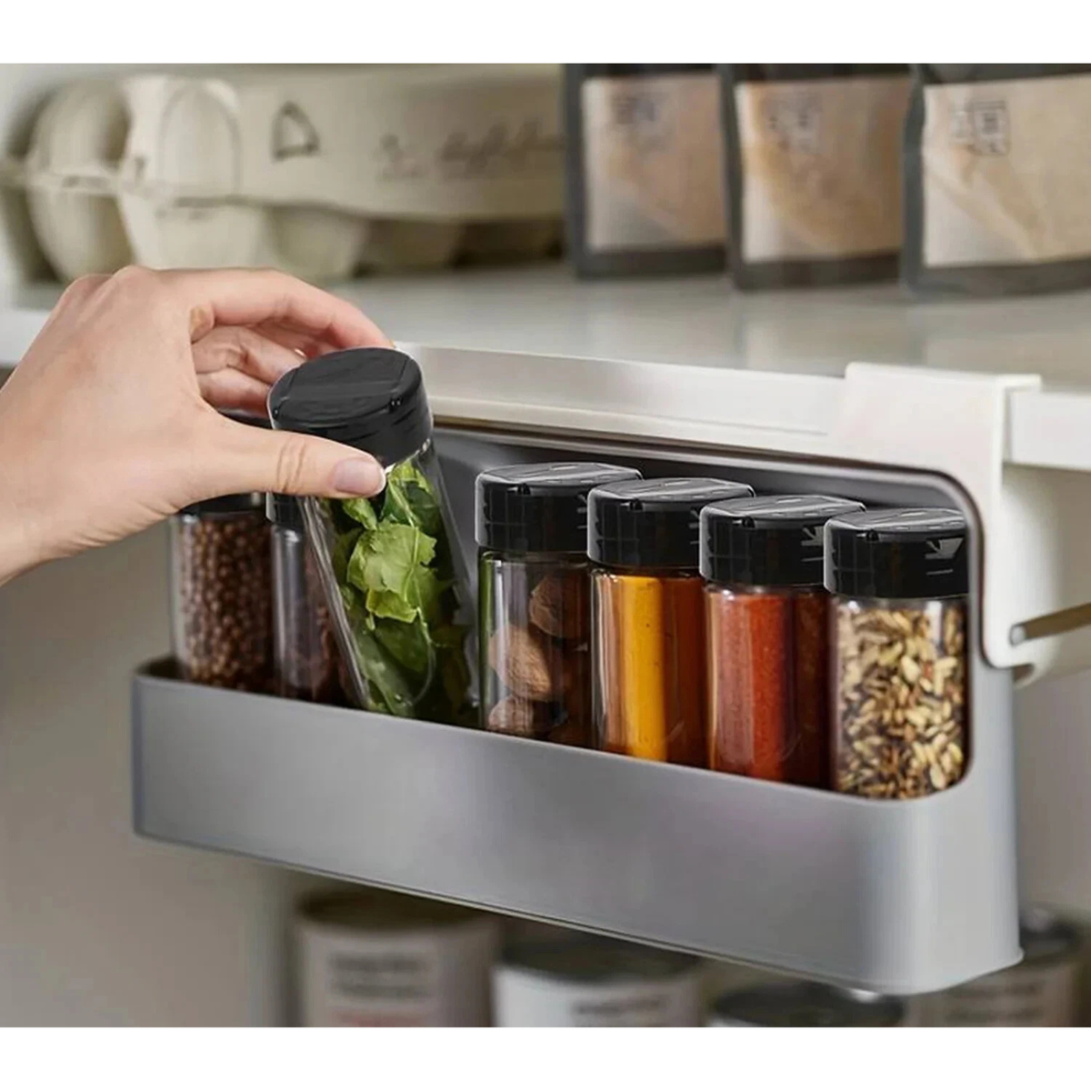 Spice Kitchen Organizer Self-Adhesive Storage Rack Wall Mounted
