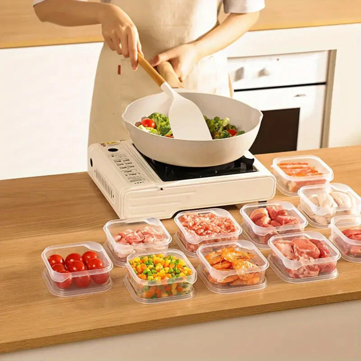 10x Food Organizer Vegetable Fridge Storage Containers 350ml Set
