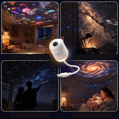 12 Projector Films Galaxy Projector 2 in 1 USB LED Night Light Lamp