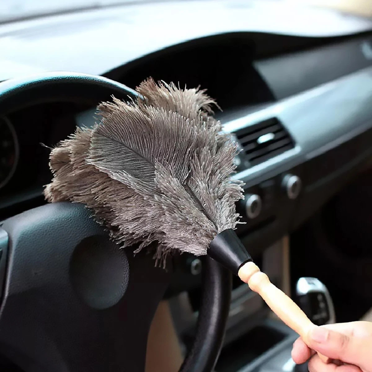 Anti Static Ostrich Feather Duster Wooden Handle Cleaning Brush