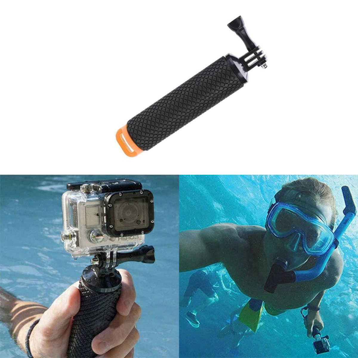 Floating Orange Hand Grip Mount Water Action Camera Diving Stabilizer Handle