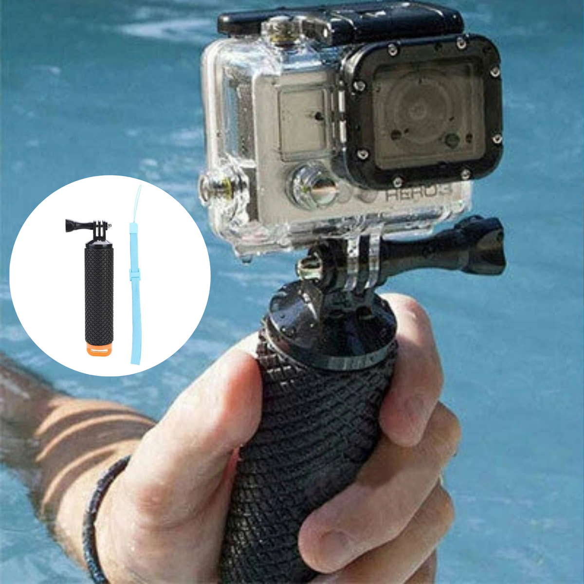 Floating Orange Hand Grip Mount Water Action Camera Diving Stabilizer Handle