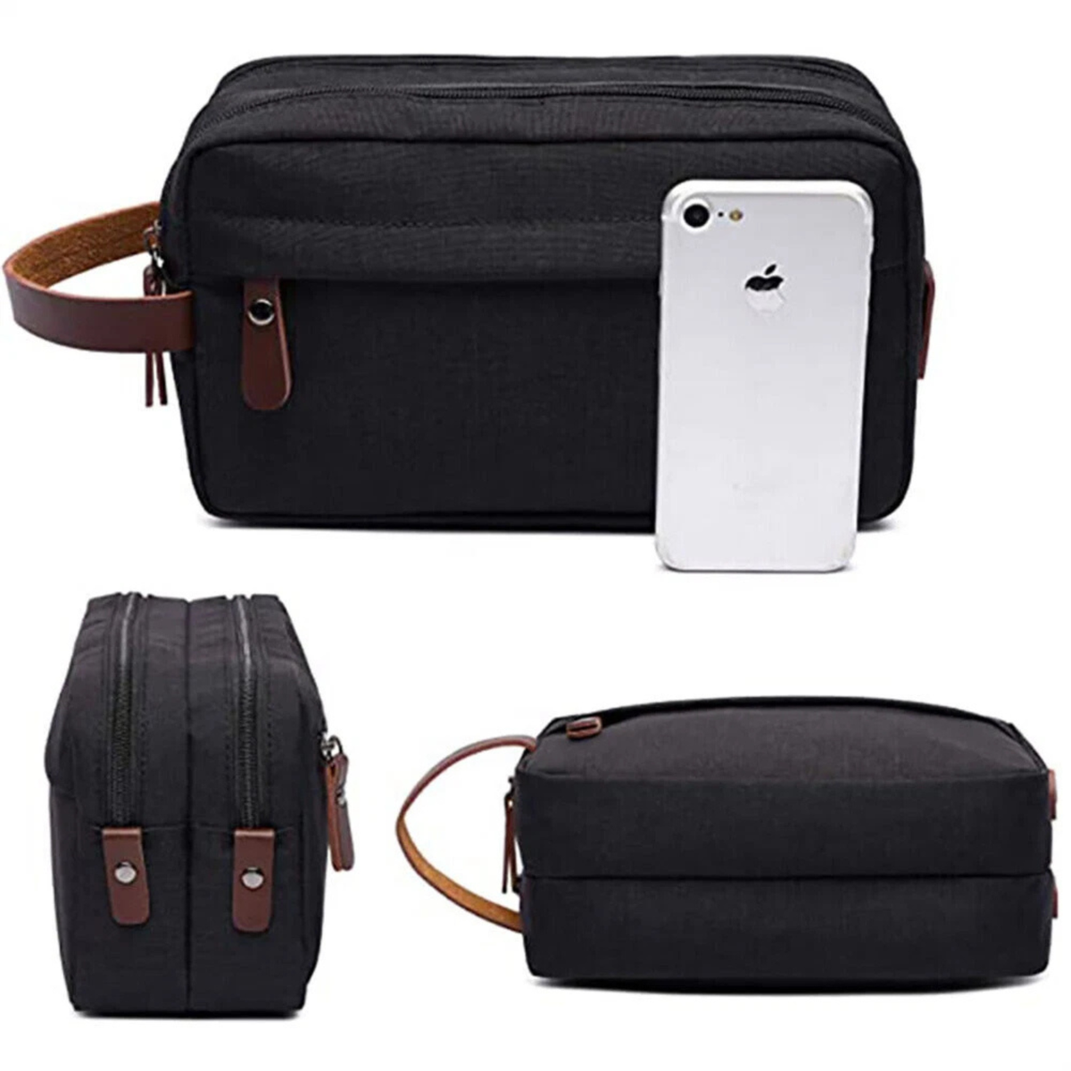 Mens Waterproof Toiletry Bag Travel Wash Case Organizer Black