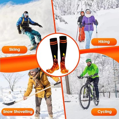 Electric Heated Socks 10000mAh Controlled Rechargeable Foot Warmers Orange