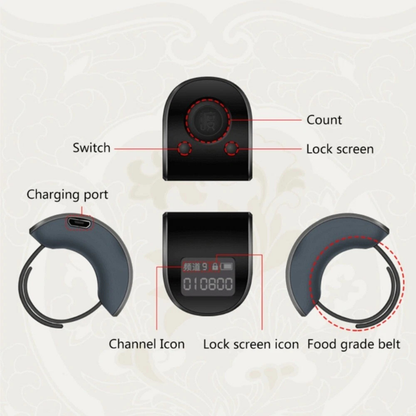 Black Digital Finger Ring Counter LCD Electronic Hand Tally Clicker Counter