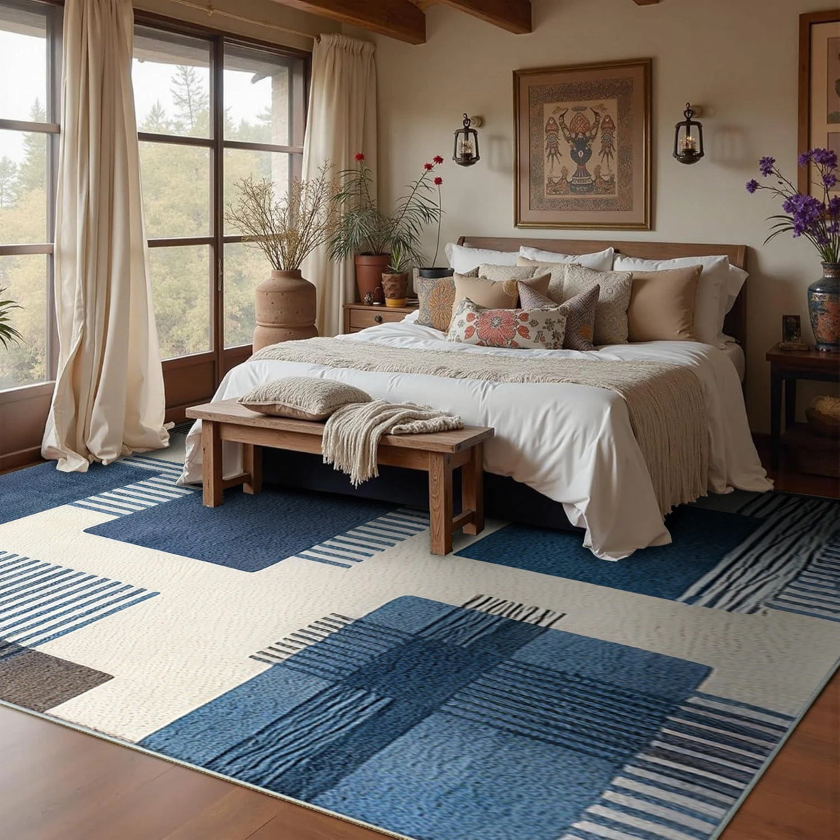 Large Soft Bedroom Living Room Carpet Anti-Slip Floor Mat Rug Modern Geometry 14