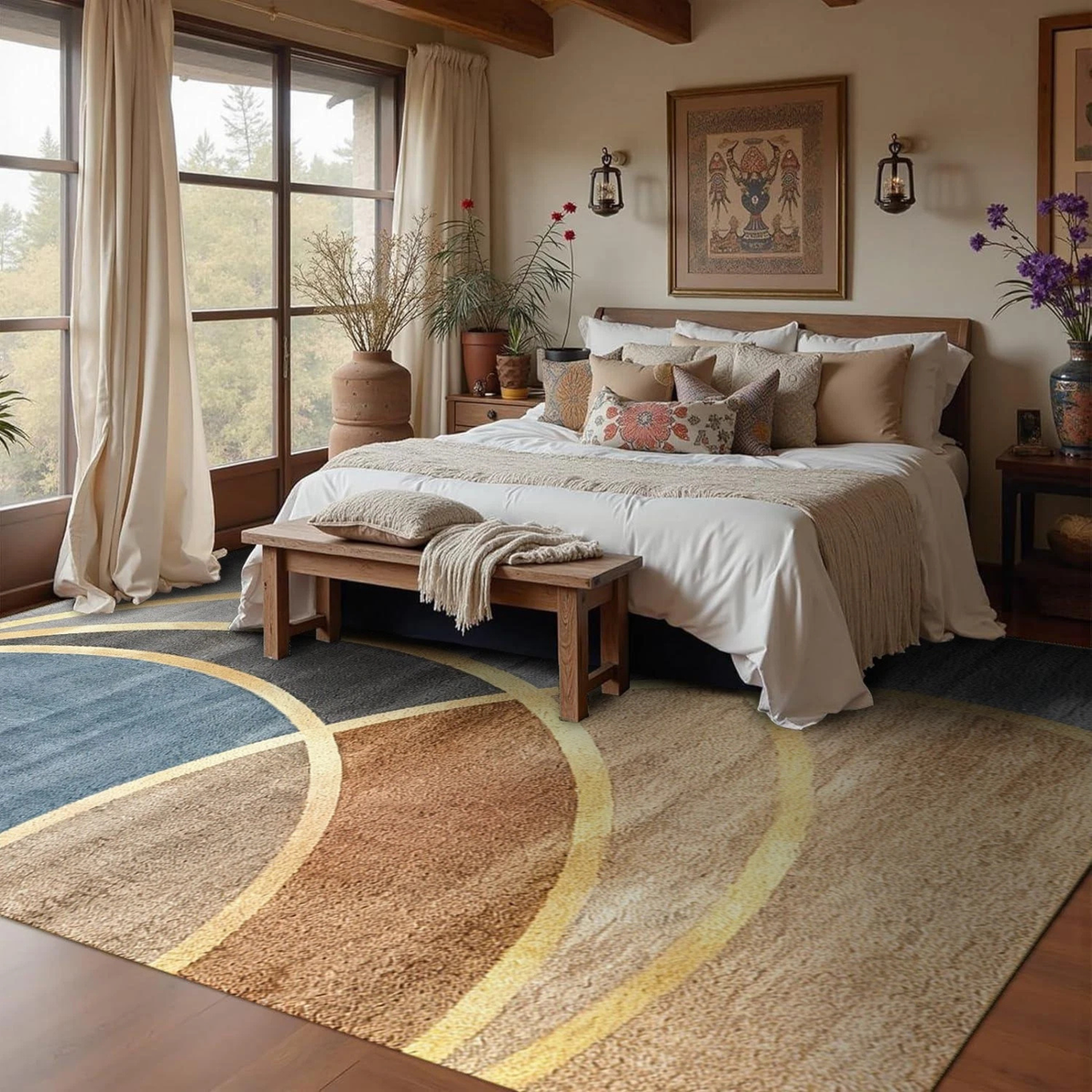 Large Soft Bedroom Living Room Carpet Anti-Slip Floor Mat Rug Modern Geometry 13