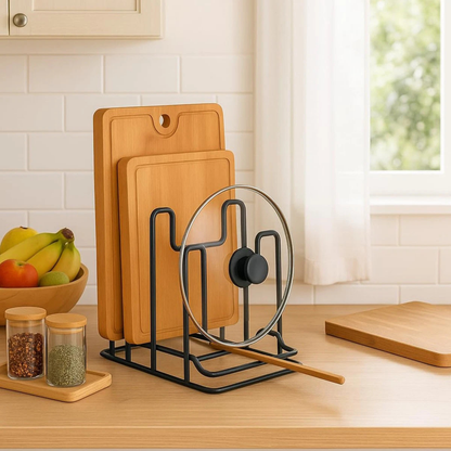 2PCS Kitchen Cutting Board Stand Black Countertop Vertical Holder Rack