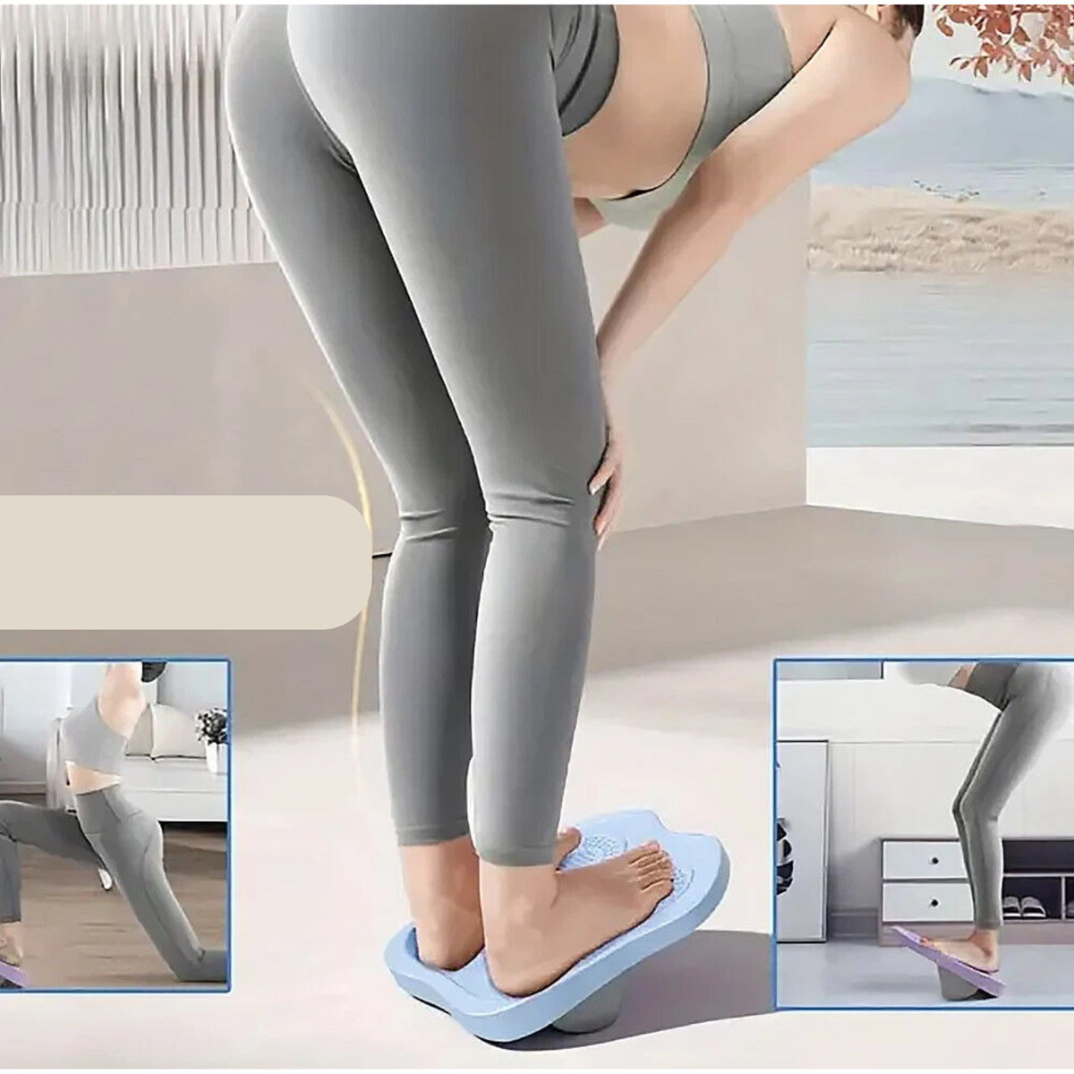 Portable Folding Slant Board Blue Calf Stretch Fitness Training Tool