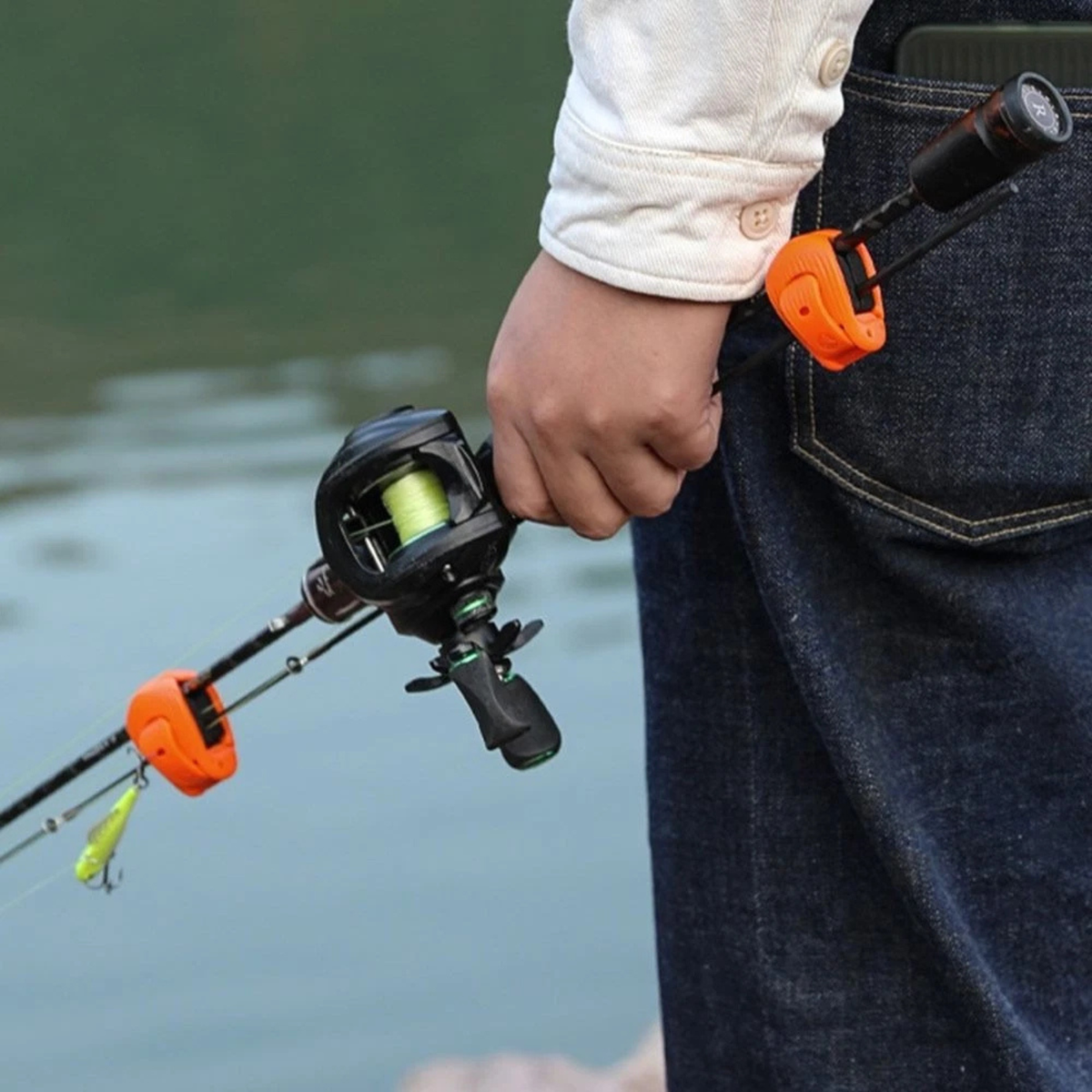2PCS Non Slip Fishing Rod Holder Orange Black Outdoor Fishing Support