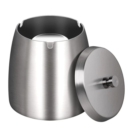 Stainless Steel Outdoor Ashtray with Lid Windproof Rainproof Smoking Bin