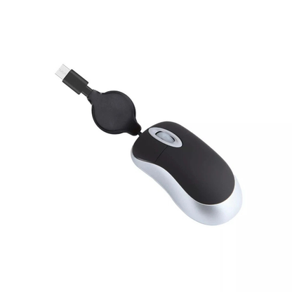 Black Mini Wired USB Type C Retractable Mouse Portable Computer Mouse