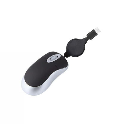 Black Mini Wired USB Type C Retractable Mouse Portable Computer Mouse