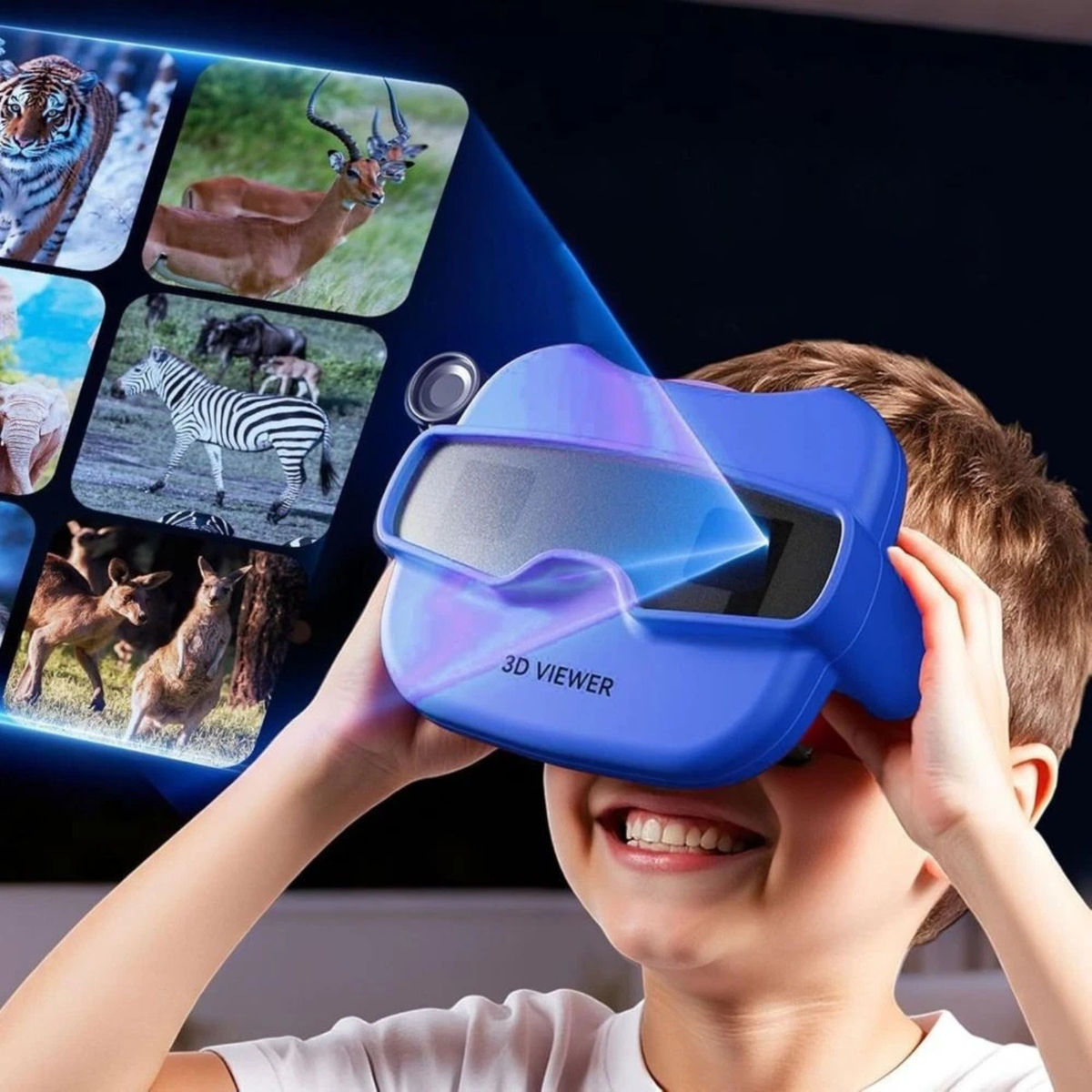 Blue Portable 3D Stereoscopic Viewer Educational Toy Viewing Machine