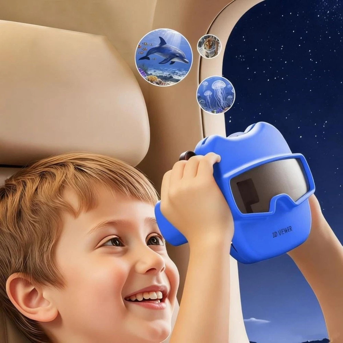 Blue Portable 3D Stereoscopic Viewer Educational Toy Viewing Machine