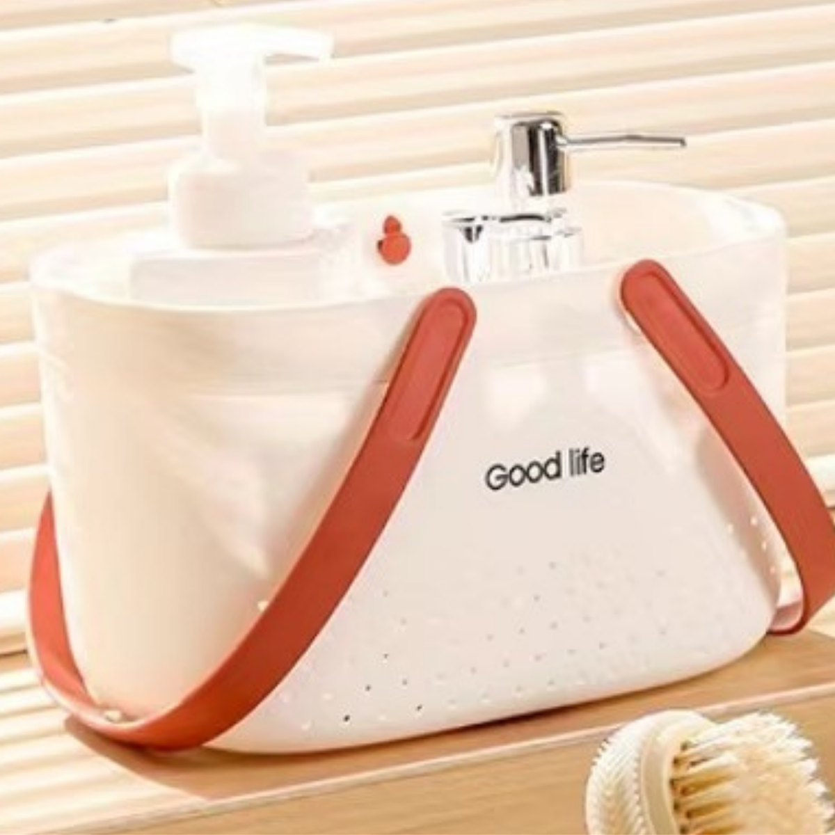 White Portable Shower Caddy Basket Storage Tote with Carry Handles