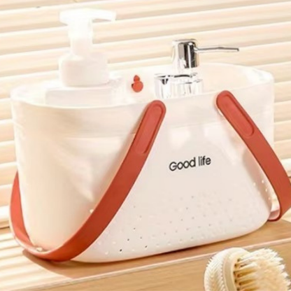 White Portable Shower Caddy Basket Storage Tote with Carry Handles