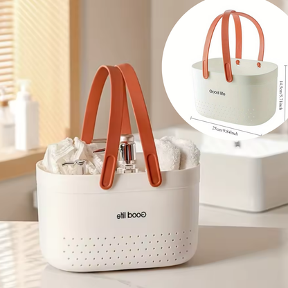 White Portable Shower Caddy Basket Storage Tote with Carry Handles