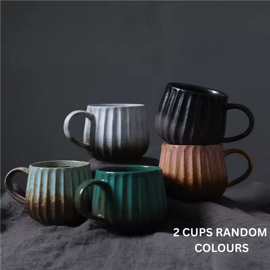 2pcs Handmade Ceramic Coffee Mug Rustic Tea Cup Home Office Drinkware