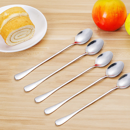 5PCS Long Handle Stainless Steel Coffee Tea Spoon Dessert Cutlery Set