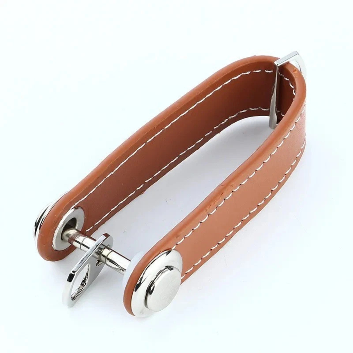 Brown Men's Leather Smart Key Holder Organizer Compact Keychain Wallet