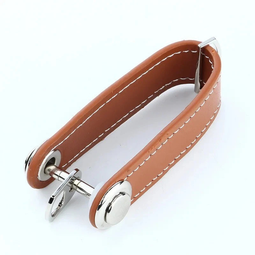 Brown Men's Leather Smart Key Holder Organizer Compact Keychain Wallet