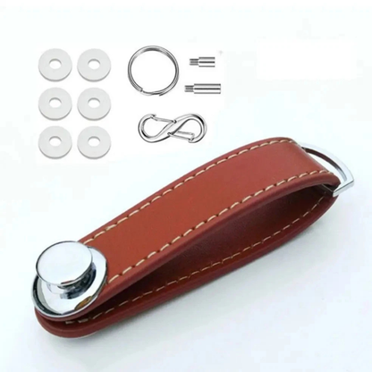 Brown Men's Leather Smart Key Holder Organizer Compact Keychain Wallet