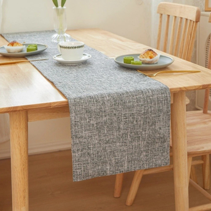Grey Solid Color Linen Table Runner Dining Table Decorative Cloth